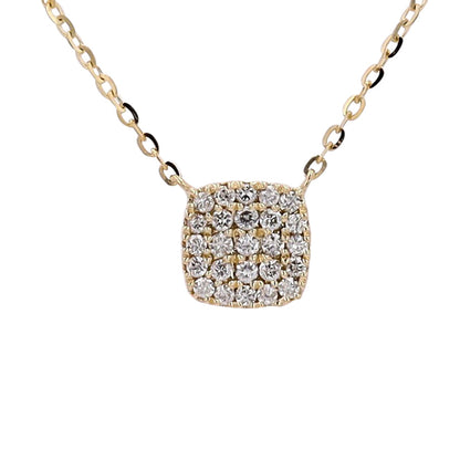 Dazzling Diamond Square Necklace in 14 Karat Yellow Gold with Adjustable Chain featuring Natural Round Diamond (0.17 ct)