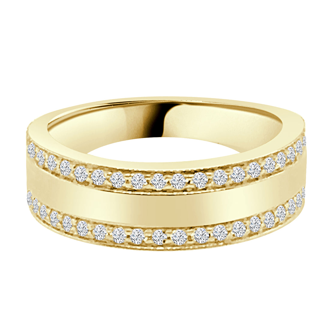 14 Karat Yellow Gold Polished Outlined Ring with 0.36 Carat Natural Diamond
