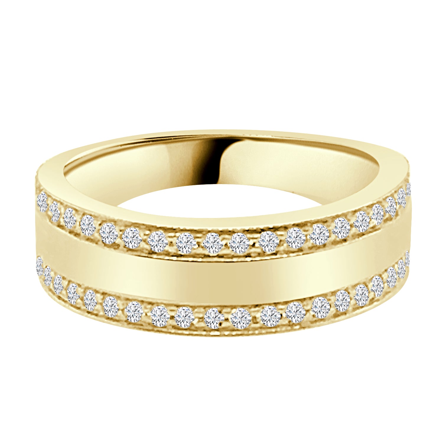 14 Karat Yellow Gold Polished Outlined Ring with 0.36 Carat Natural Diamond