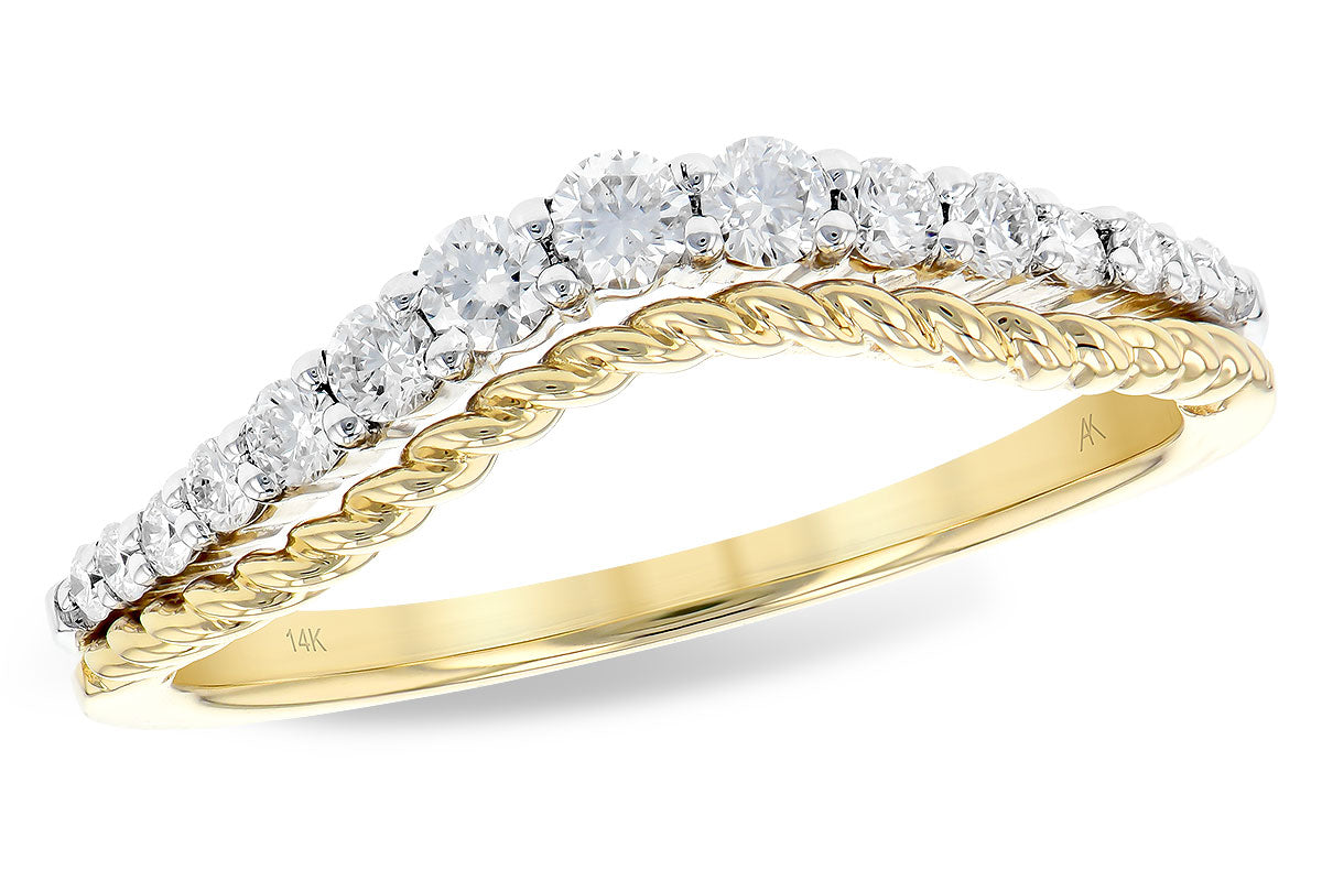 Twist Curved Diamond Wedding Band in 14 Karat Yellow Gold - 0.30 Carat