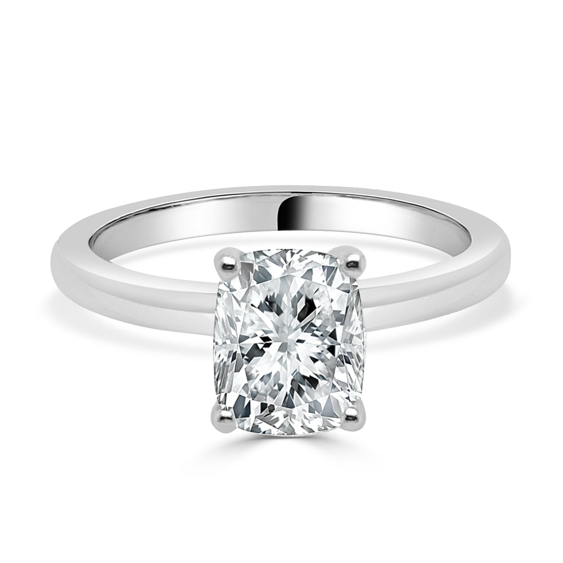 14K White Gold Cushion Cut Lab Diamond Engagement Ring - 1.58 Carats