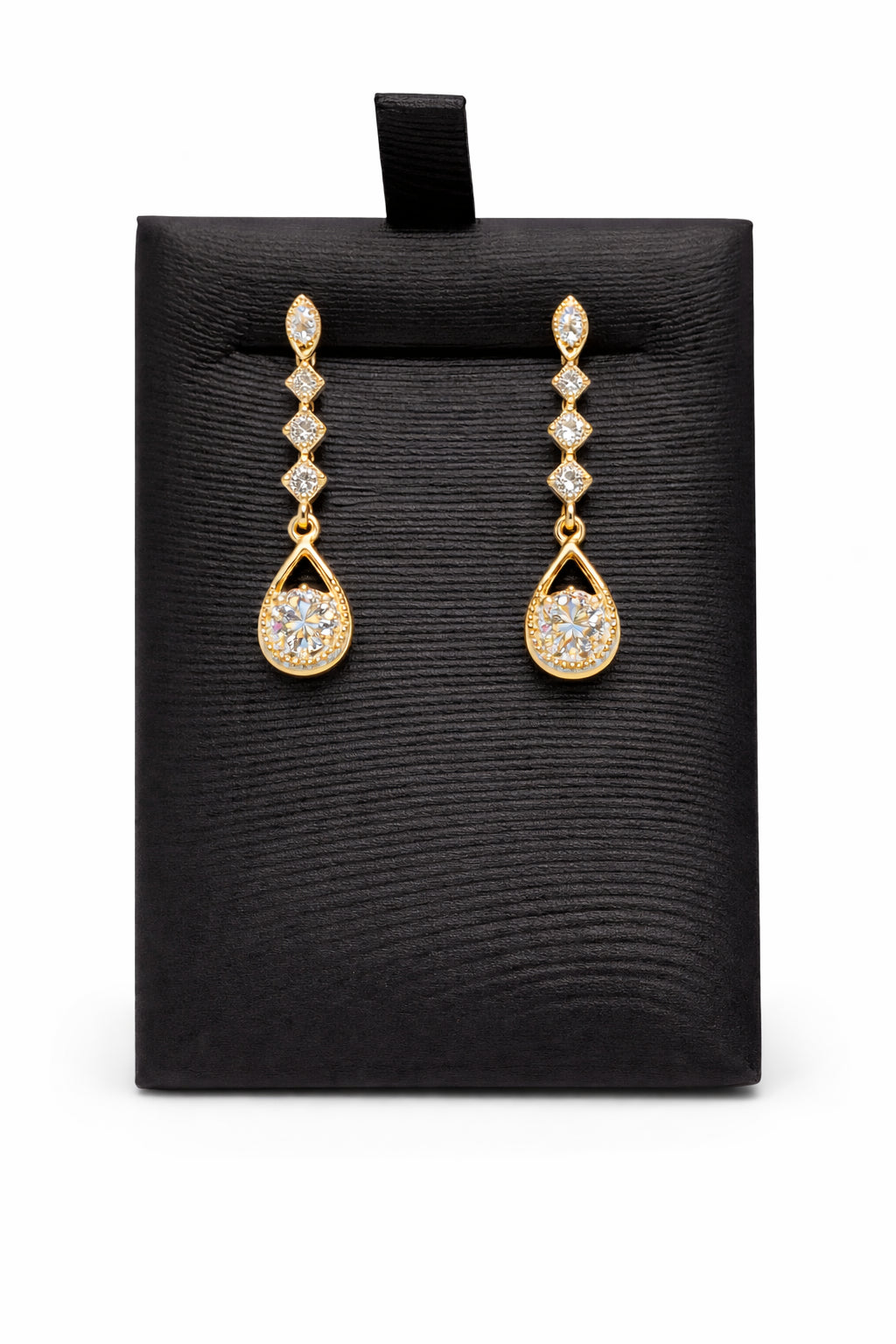 Square Drop 10 Karat Yellow Gold Earrings with Natural Diamond (0.10 ct)