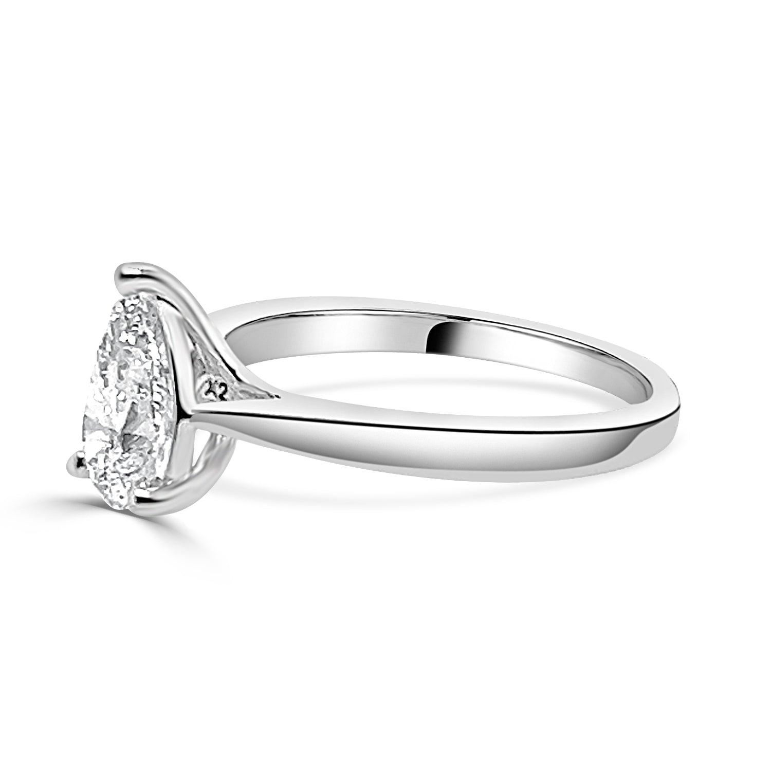 14 Karat White Gold Pear Shape Lab Diamond 1.00 Carat Engagement Ring