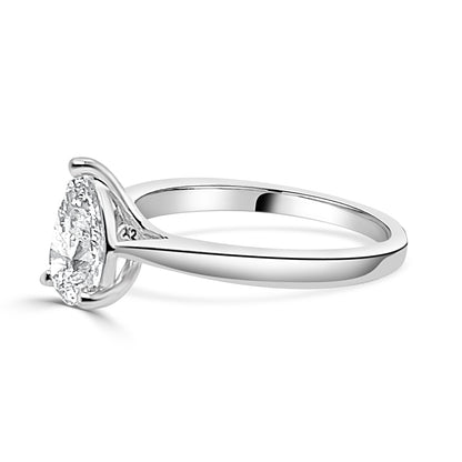 14 Karat White Gold Pear Shape Lab Diamond 1.00 Carat Engagement Ring