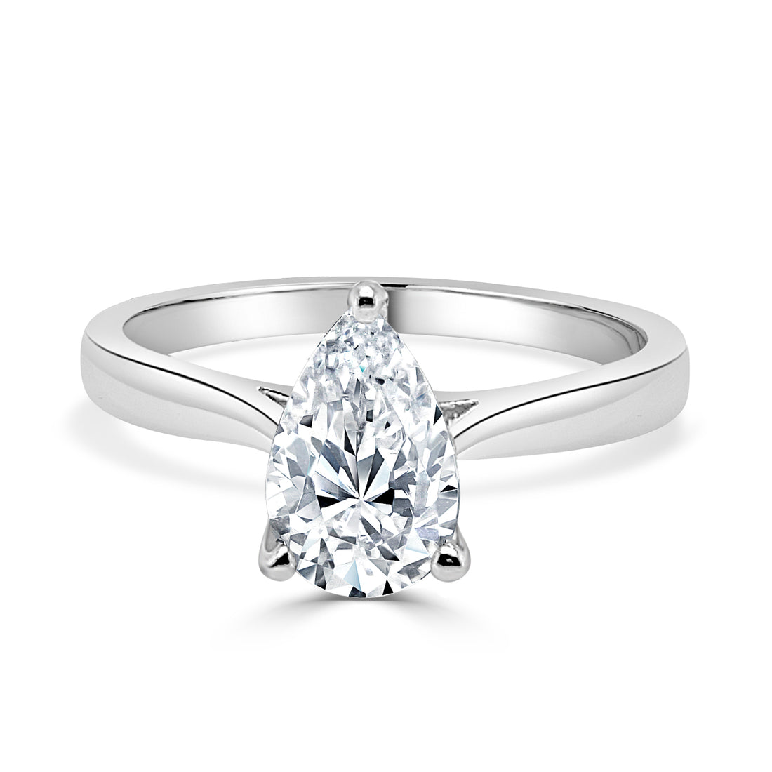 1.00 Carat Pear Shape Lab Diamond Engagement Ring in 14 Karat White Gold