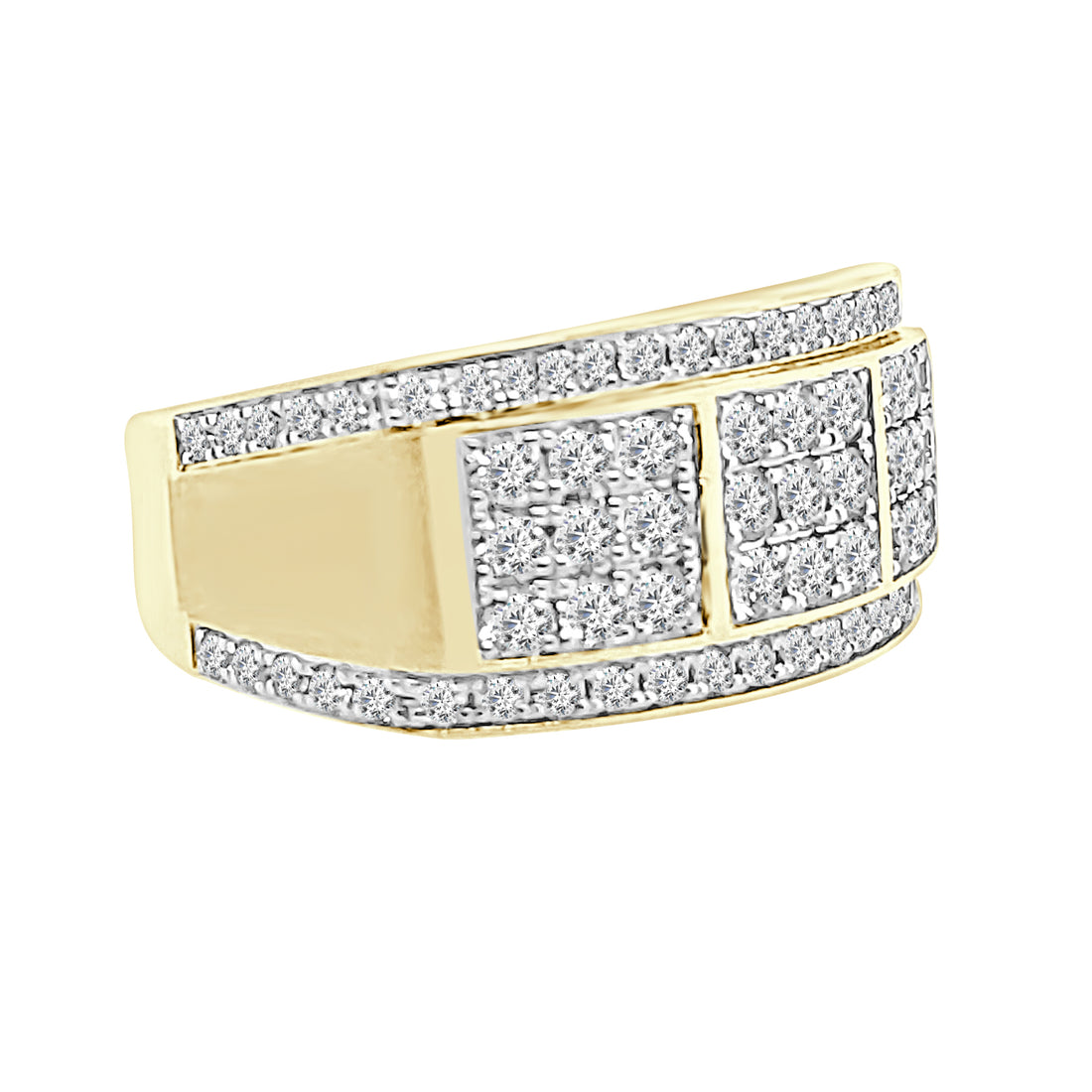 Cluster Satin 10K Yellow Gold Ring with 1.50ct Natural Diamond