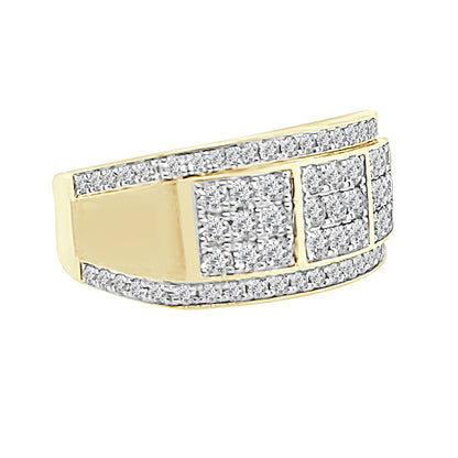 Satin Finish 10K Yellow Gold Cluster Ring with 1.50 ct Natural Diamond