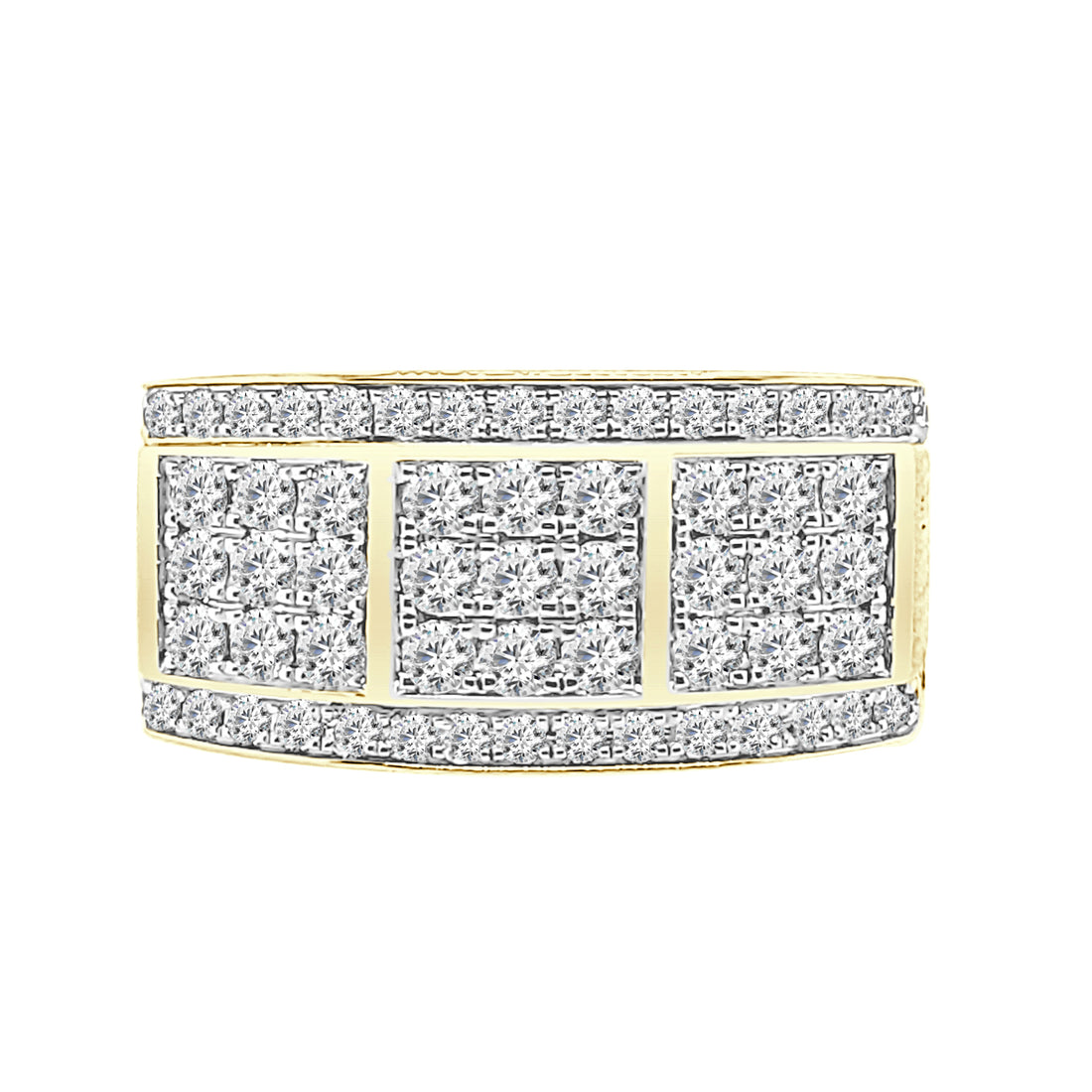Cluster Satin 10K Yellow Gold Ring with 1.50ct Natural Diamond
