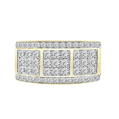Satin Finish 10K Yellow Gold Cluster Ring with 1.50 ct Natural Diamond