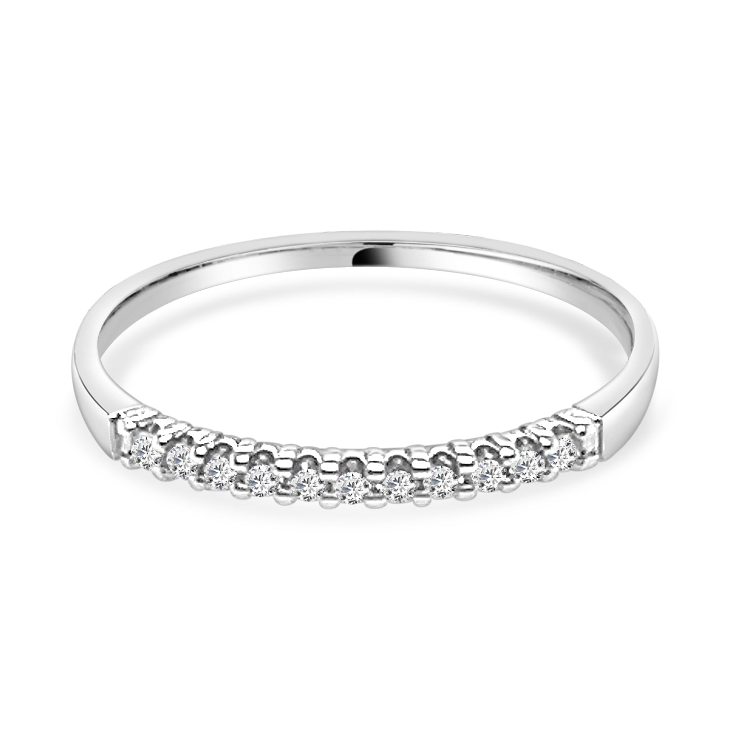10K White Gold Natural Diamond Wedding Band - 0.11 Carat