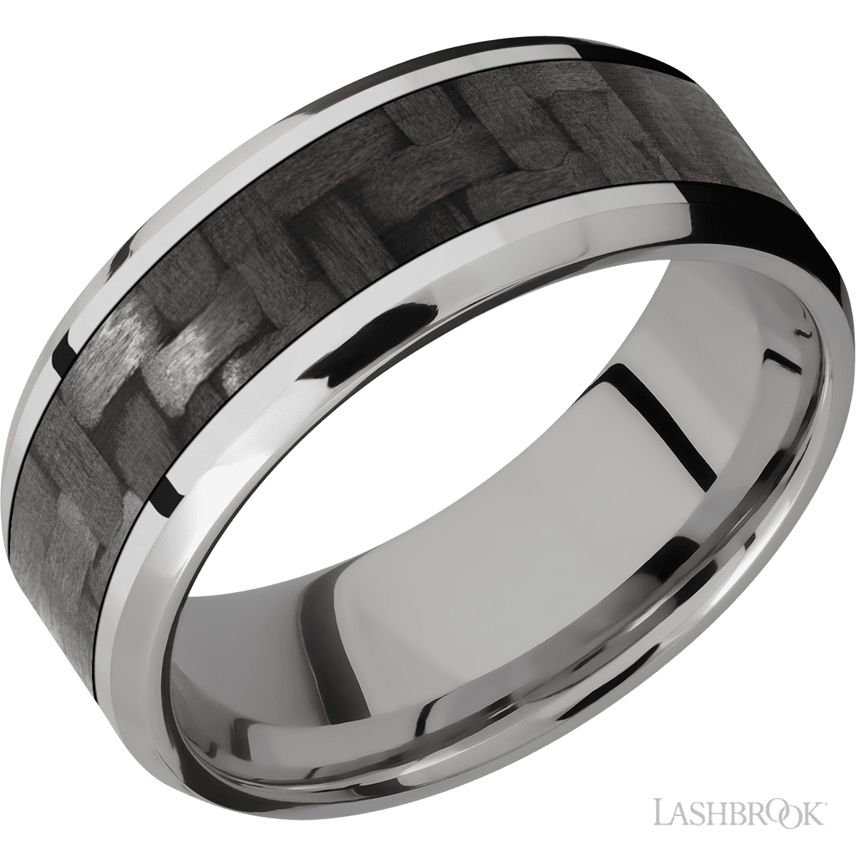 Titanium Wedding Band with Bvld Carbon Fiber Inlay - Size 10