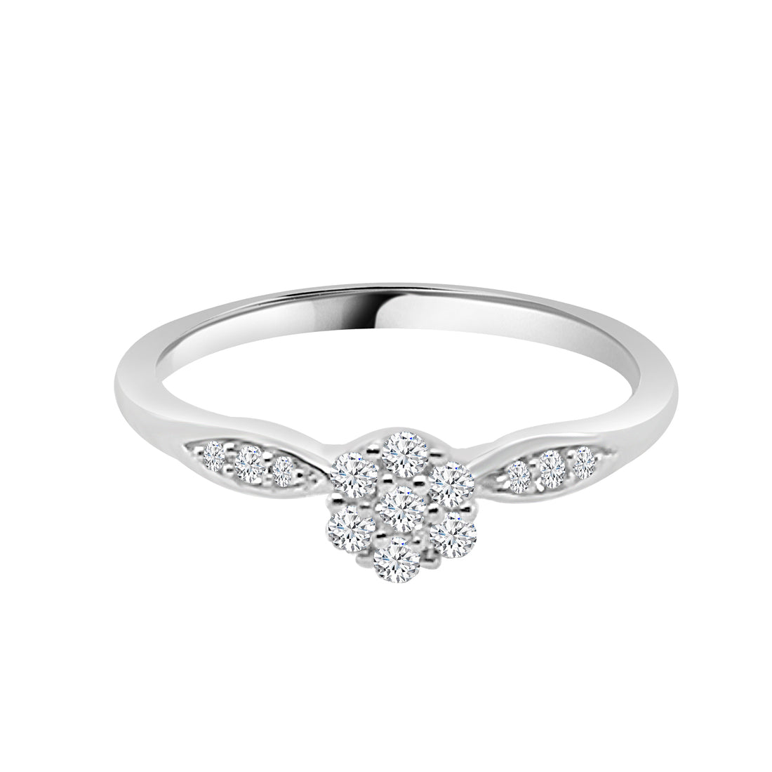 10K White Gold Cluster Engagement Ring with Natural Diamond 0.25 ct