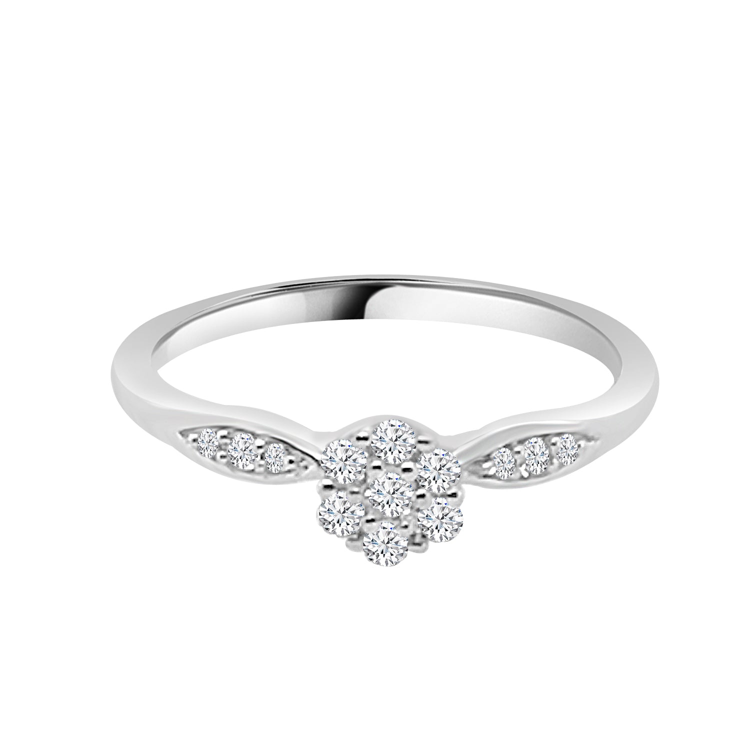 10 Karat White Gold Cluster Engagement Ring with Natural 0.25ct Diamond