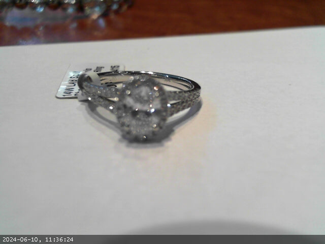 0.75 Lab Diamond Split Shank Oval Engagement Ring in 14 Karat White Gold