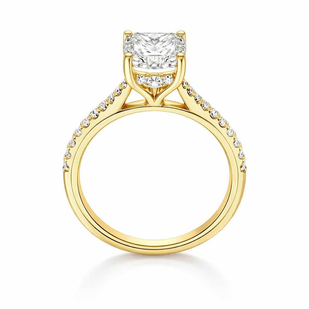 Cathedral Hidden Halo Engagement Ring