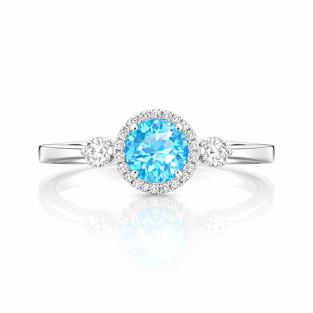 Swiss Blue Topaz and Diamond Ring