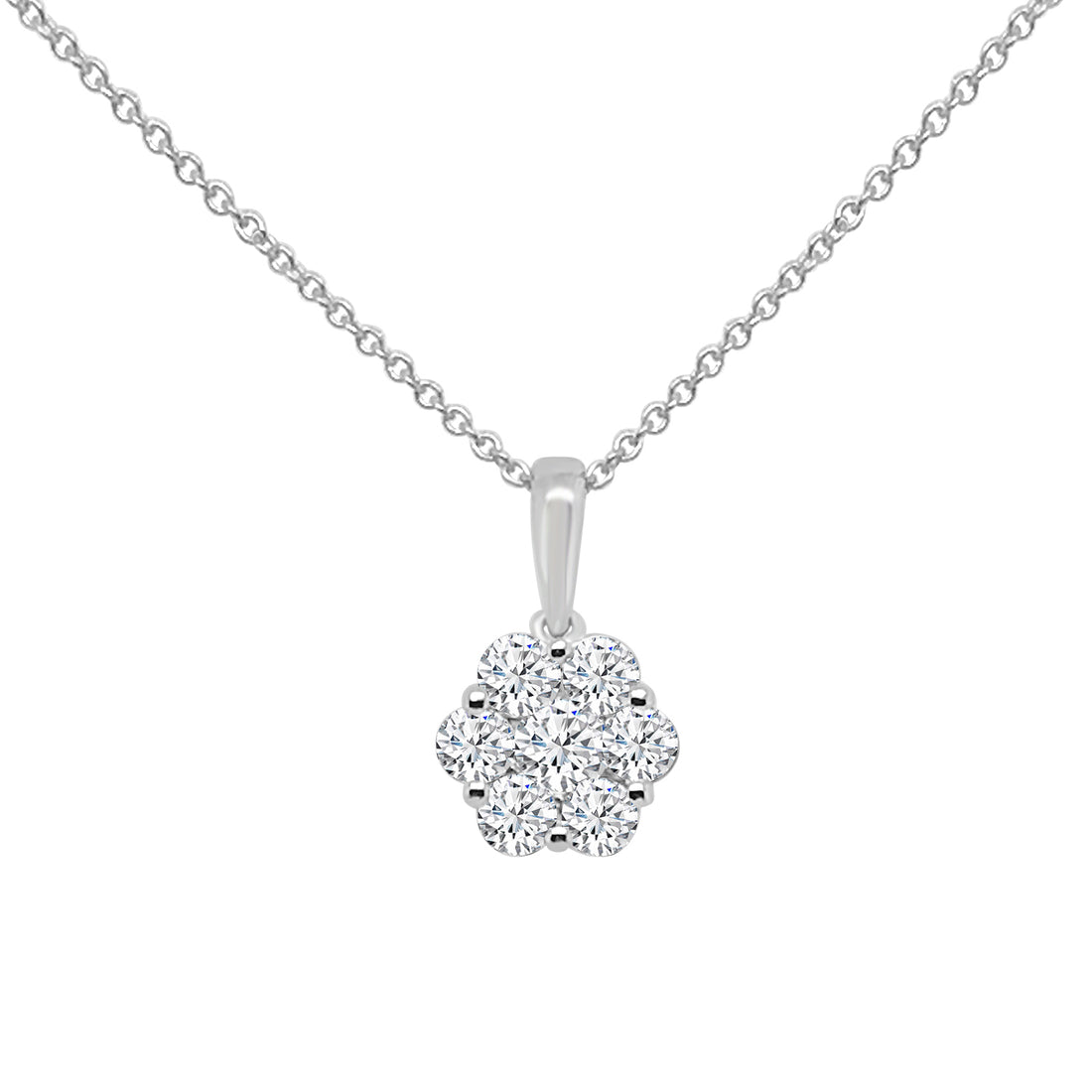 Sure, how about Elegant Fancy Cluster Diamond Necklace in 10K White Gold - 0.74 Carats?