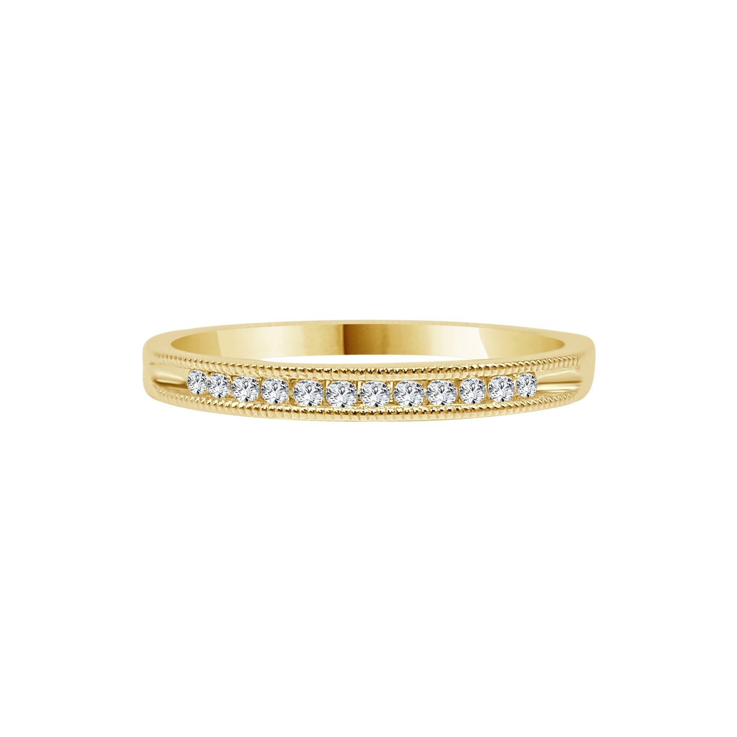 10K Yellow Gold Channel-Set Wedding Band with 0.10 Carat Natural Diamond