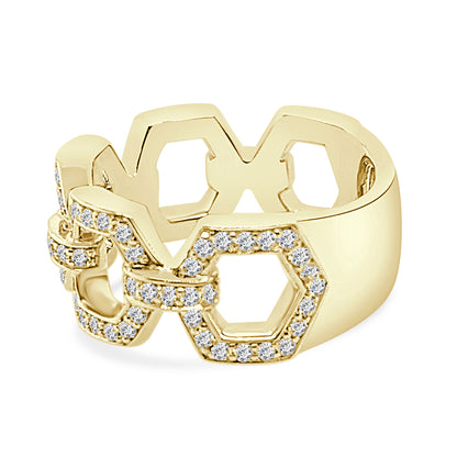 0.66 ct Natural Diamond Diamond Link Ring in 14 Karat Yellow Gold