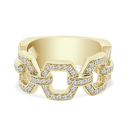 0.66 ct Natural Diamond Diamond Link Ring in 14 Karat Yellow Gold