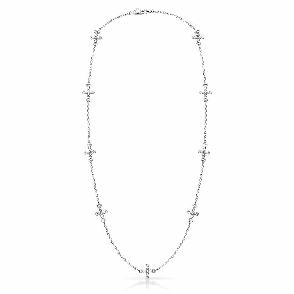 Sterling Silver Cross Station Necklace