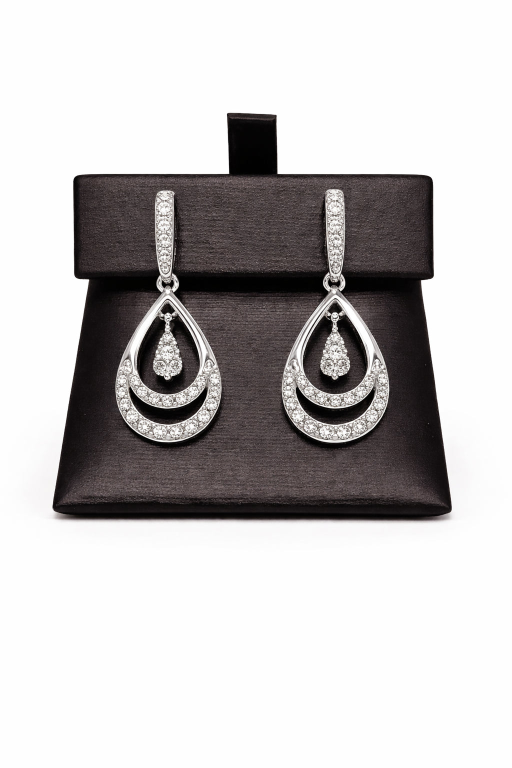 10 Karat White Gold Drop Pear Earrings with Natural Diamond 0.33 Carat