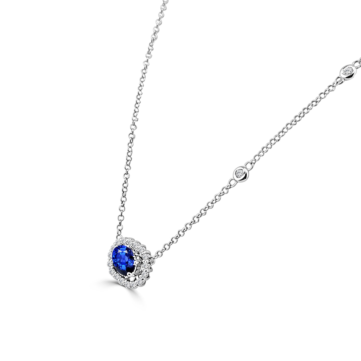 14 Karat Yellow Gold Blue Sapphire Necklace 1.00 Carat