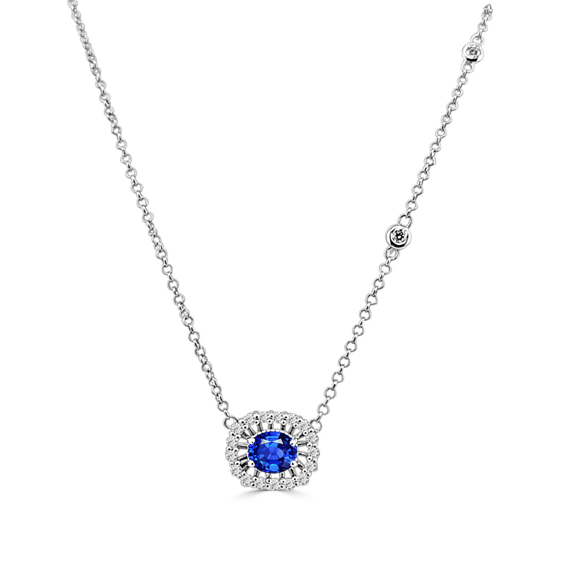 14 Karat Yellow Gold Blue Sapphire Necklace 1.00 Carat