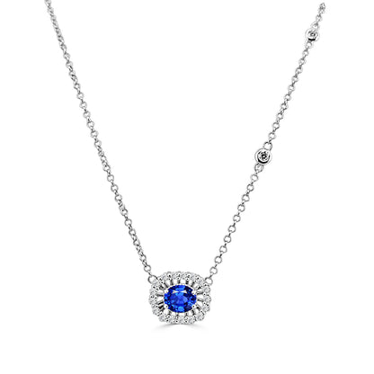 14 Karat Yellow Gold Blue Sapphire Necklace 1.00 Carat
