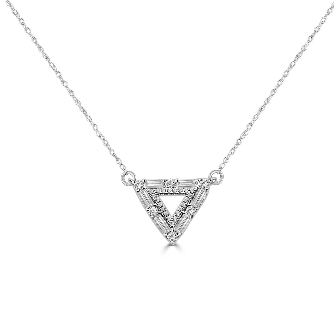 14K Yellow Gold Necklace with Mosaic Triangle Diamond Pendant - 0.52 Natural Diamonds