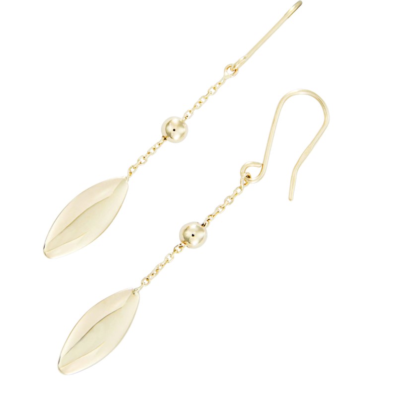 Gorgeous 14 Karat Yellow Gold Fishhook Dangle Earrings
