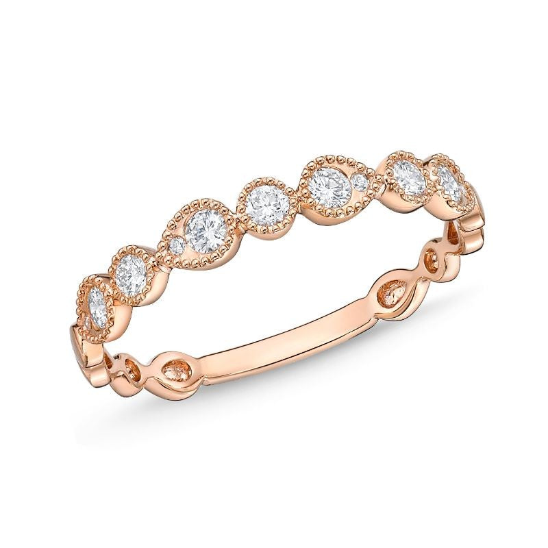 Vintage 18K Yellow Gold Ring with Pear &amp; Round Natural Diamonds totaling 0.22 Carats
