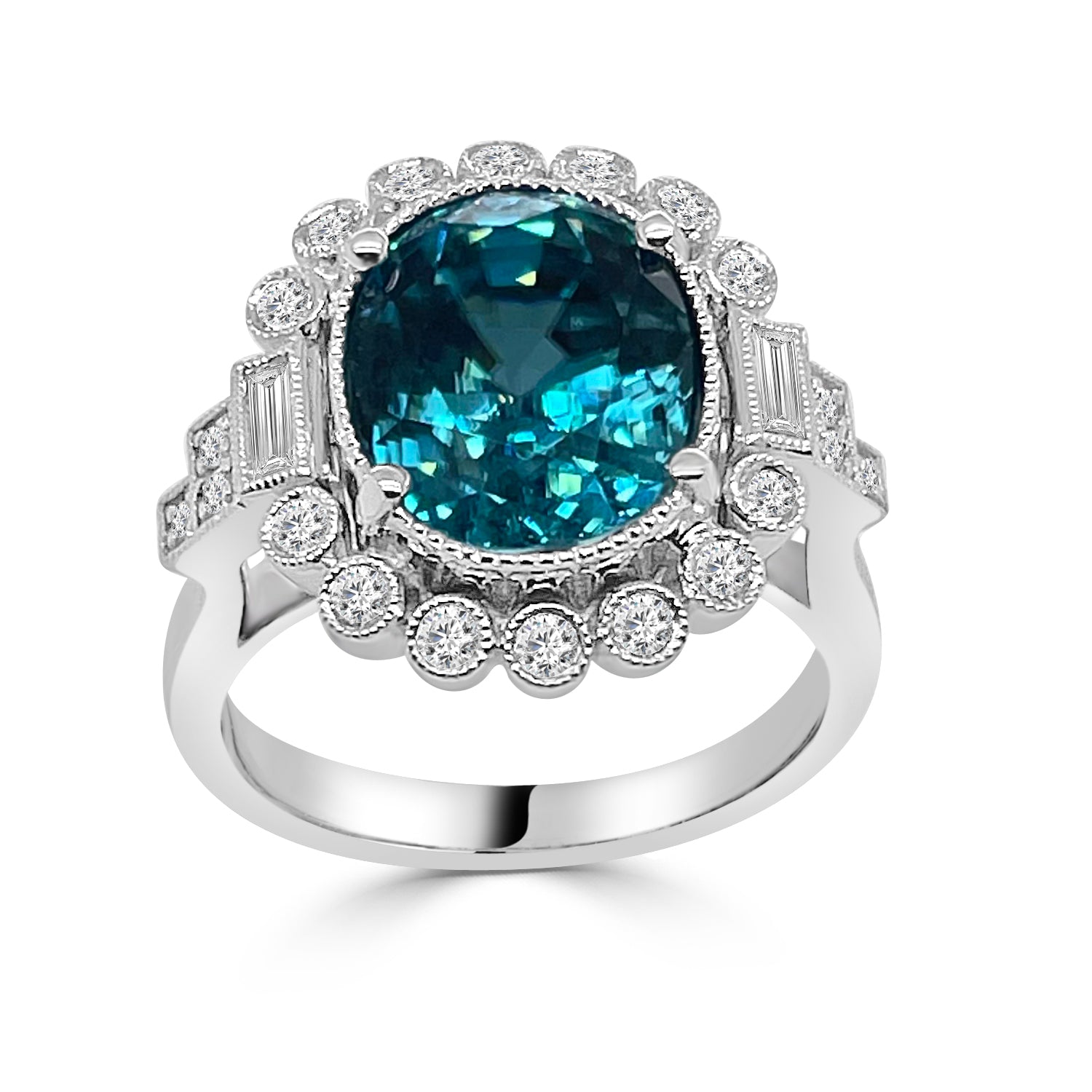 Sure! How about Vintage 18 Karat White Gold Zircon Ring - 8.15 Carats?