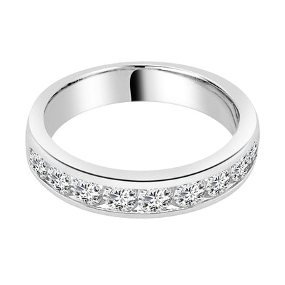1.00 Carat Round Natural Diamond Wedding Band in 14 Karat White Gold