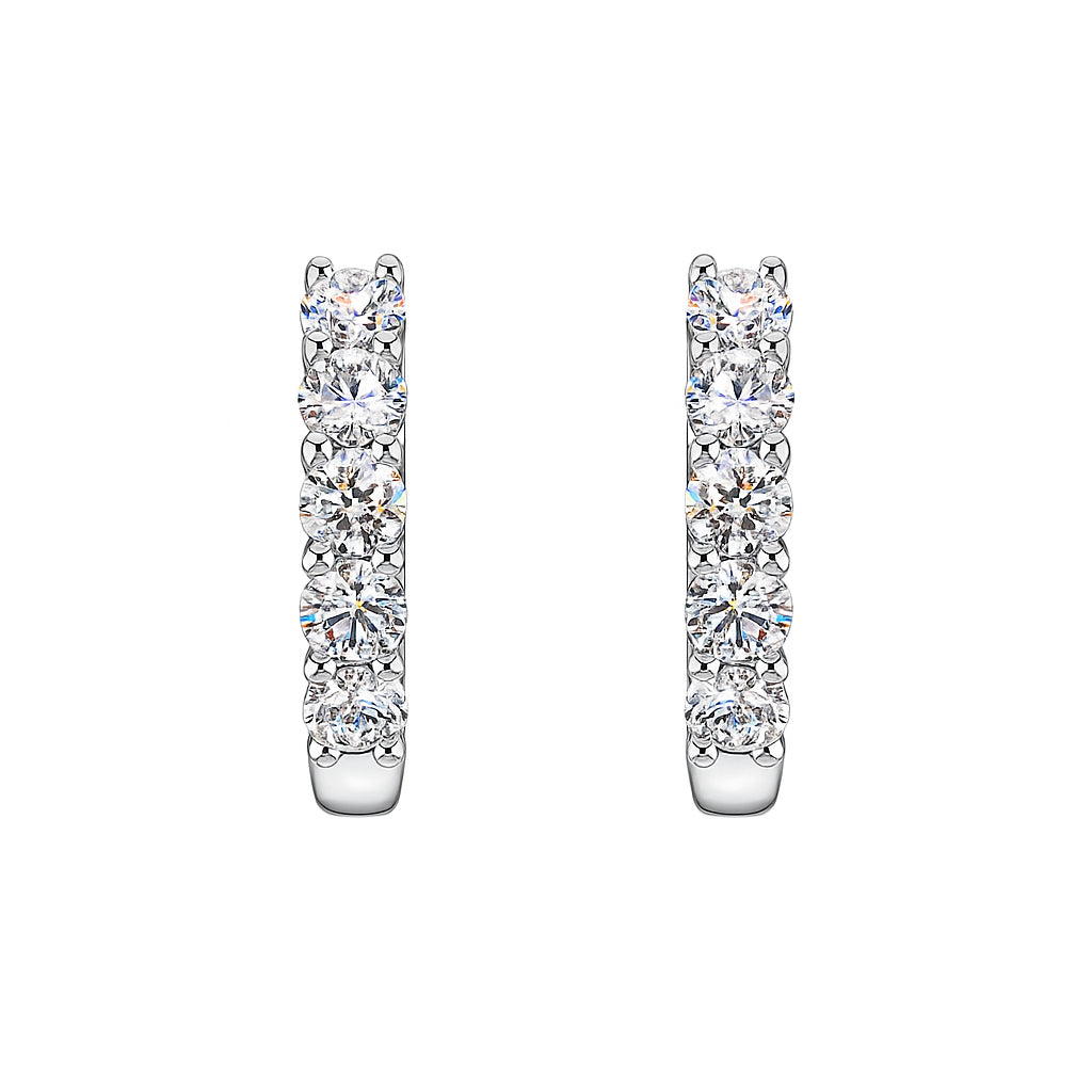 14 Karat White Gold Round Lab Diamond Earrings - 3.04 Carats