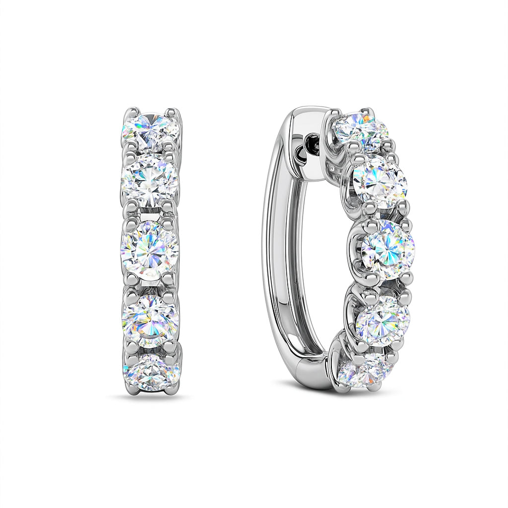 14 Karat White Gold Round Lab Diamond Earrings - 3.04 Carats