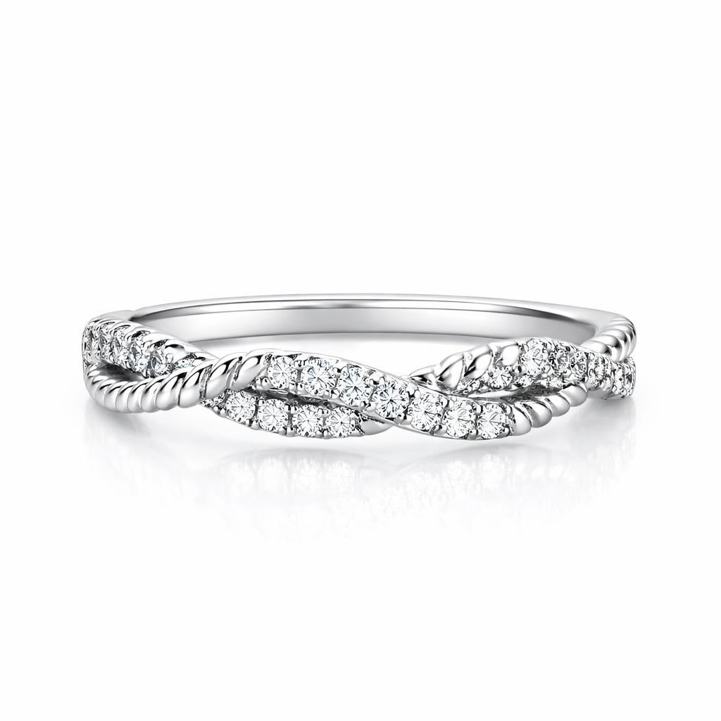 14 Karat White Gold Black Rope Ring