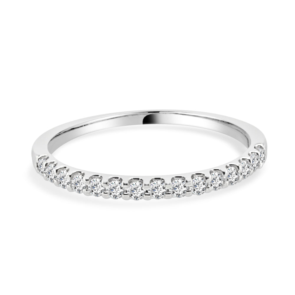 14K White Gold Straight Shared Prong Diamond Wedding Band - 0.26ct Round Cut