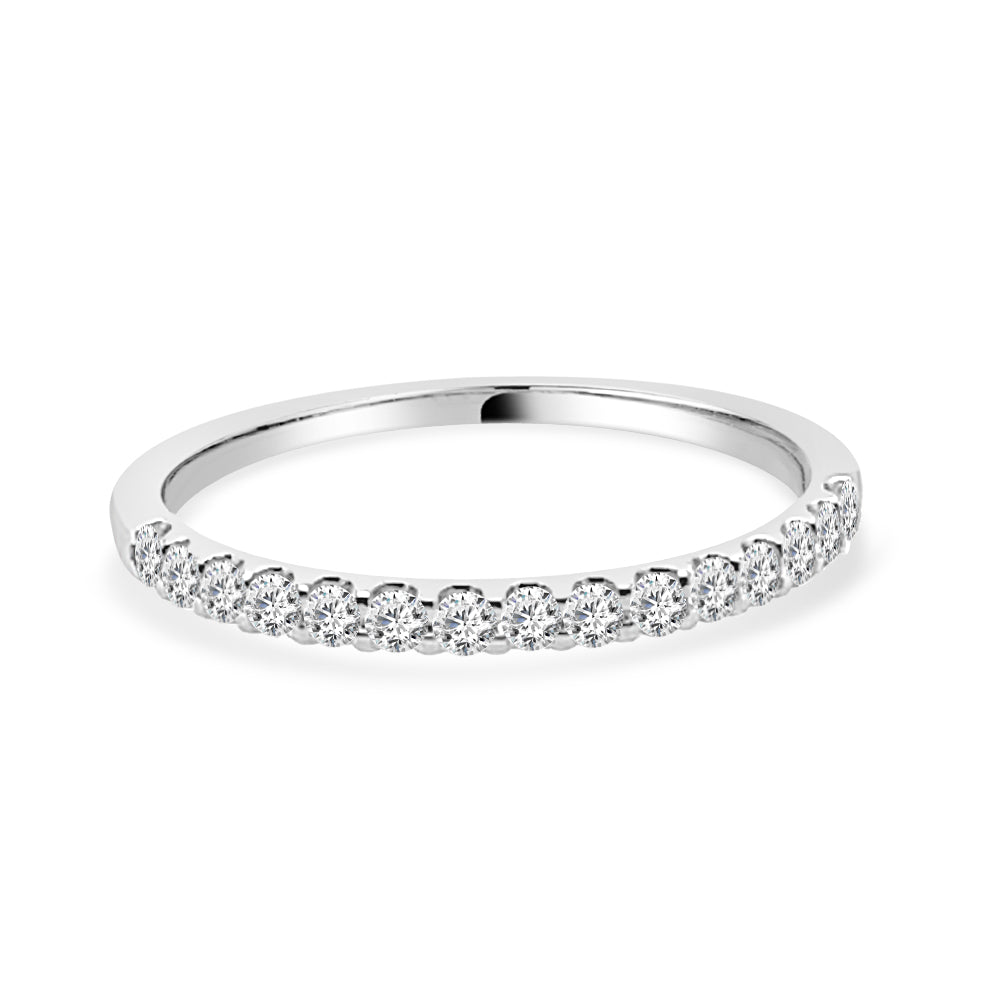 14K White Gold Straight Shared Prong Diamond Wedding Band - 0.26ct Round Cut