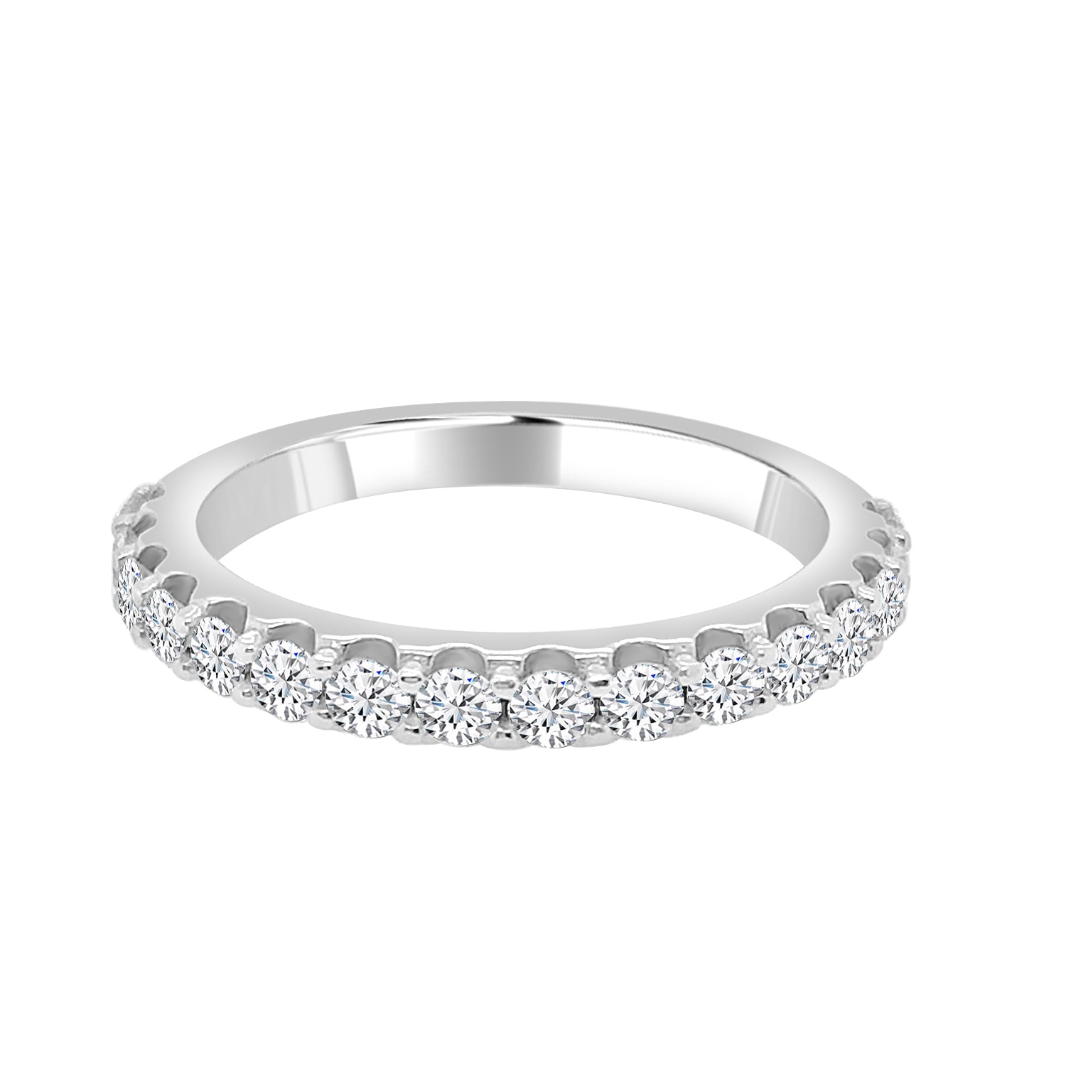 14K White Gold Wedding Band with 0.56 Carat Natural Diamond