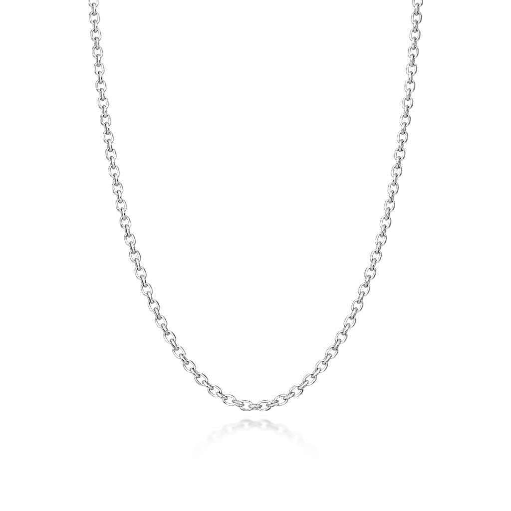 18 Karat White Gold Open Link Cable Chain