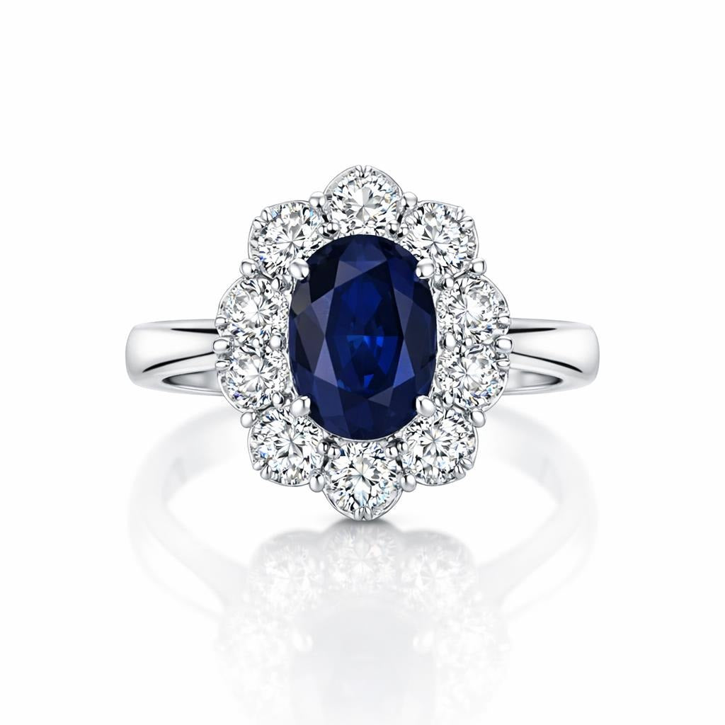 14 Karat White Gold Sapphire and Diamond Ring